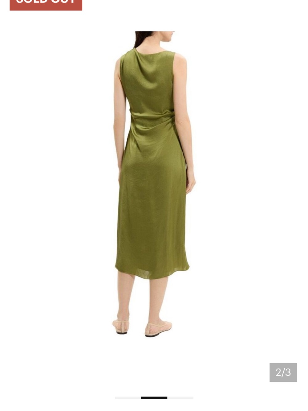 NWT Theory Drape Midi Dress in Avocado - Picture 8 of 9